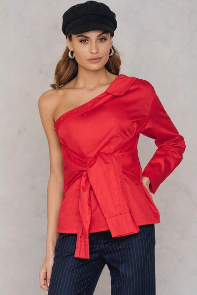 Hot & Delicious One Shoulder Solid Top - Red