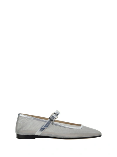 Le Monde Beryl Mesh Mary Jane Ballet Flats In Silver
