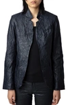 Zadig & Voltaire Very Crushed Leather Jacket In Encre