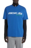 Moncler Embossed Logo Graphic T-shirt In Blue