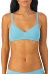 On Gossamer Stretch Cotton Bralette In Turquoise Sea