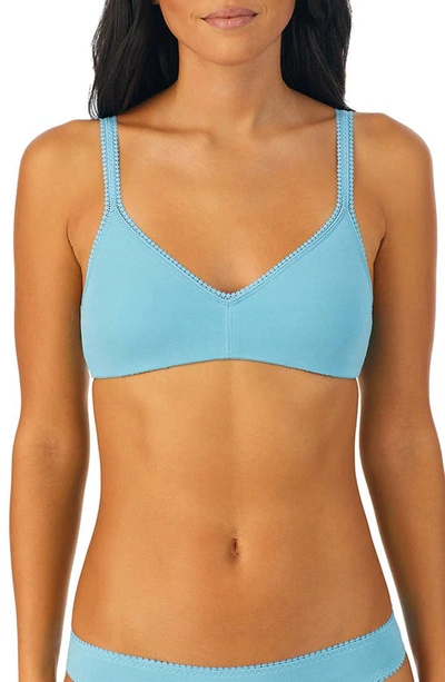 On Gossamer Stretch Cotton Bralette In Turquoise Sea