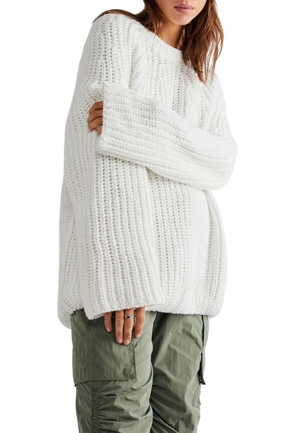 Free People Take Me Home Cotton Sweater In Ivory