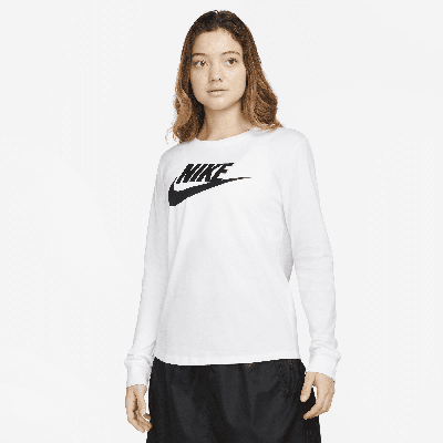 Nike Women's  Sportswear Essentials Long-sleeve Logo T-shirt In White