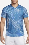 Nike Court Victory Abstract Print Dri-fit Tennis T-shirt In Blue