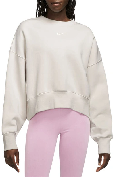 Nike Women's  Sportswear Phoenix Fleece Over-oversized Crew-neck Sweatshirt In Sail/lt Orewood Brn