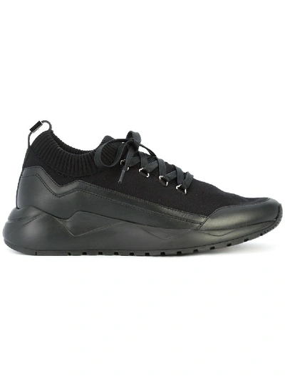 Buscemi Ventura Low-top Leather And Knit Trainers In Black