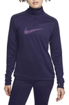 Nike Dri-fit Swoosh Quarter Zip Running Pullover In Purple