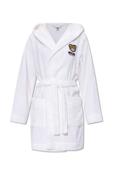 Moschino Teddy Bear-motif Cotton Dressing Gown In White