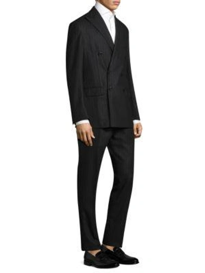 Polo Ralph Lauren Slim-fit Brushed Stripe Morgan Suit In Black Grey
