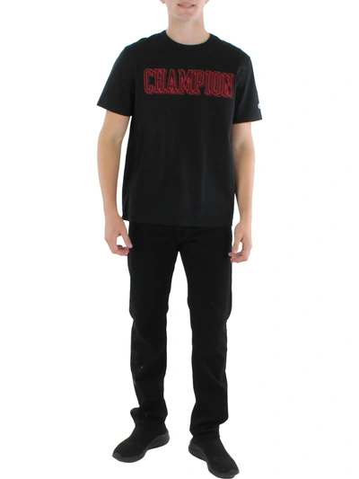 Champion Heritage Mens Crewneck Embroidered Logo T-shirt In Black