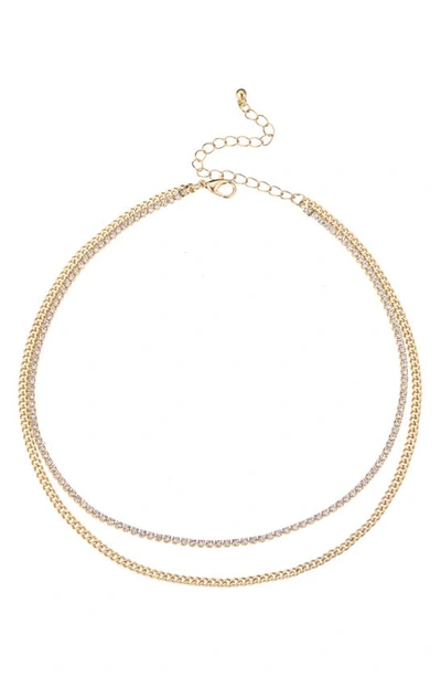 Noir Two-row Cz Layered Necklace In Gold