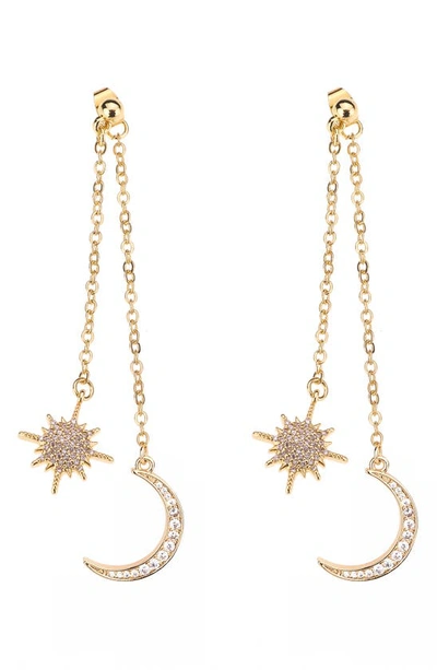 Noir Moon & Star Linear Drop Earrings In Gold