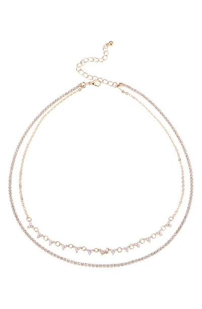 Noir Two-row Layered Cz Necklace In Gold