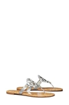 Tory Burch Miller Leather Sandal In Silver / Natural