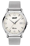 Tissot Heritage Visodate Mesh Strap Watch, 40mm In Silver Opalin