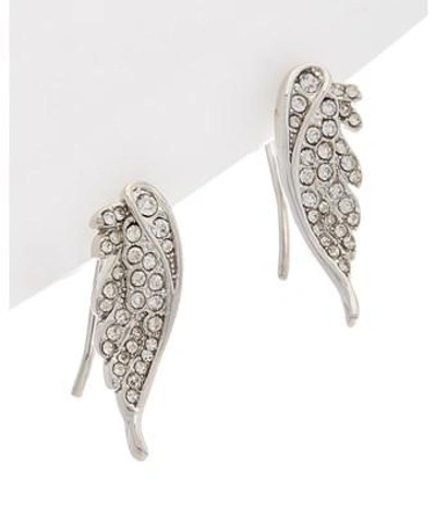 Rebecca Minkoff Crystal Pave Wing Climber Earrings In Nocolor