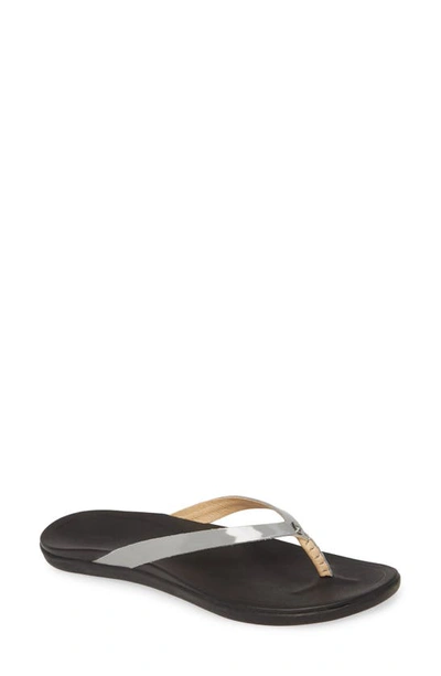 Olukai Ho Opio Leather Flip Flop In Poi Patent Leather