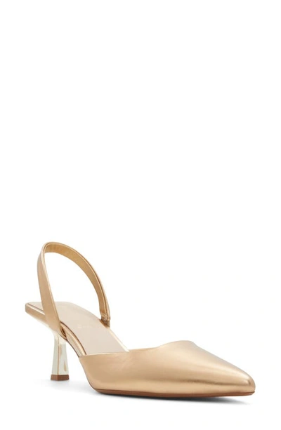 Aldo Basanti Pointed Toe Slingback Pump In Gold