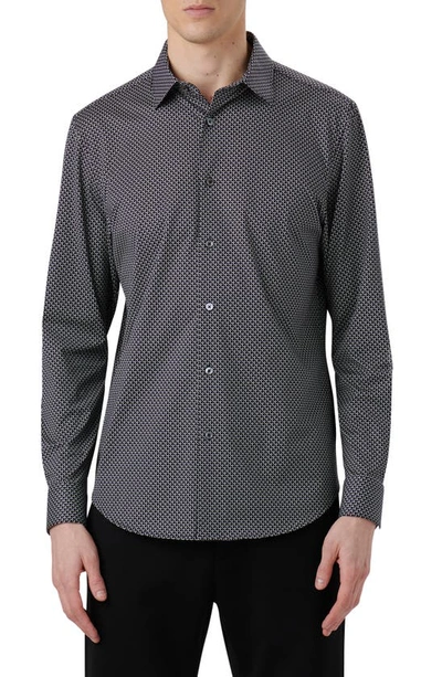 Bugatchi Men's James Micro-geometric Ooohcotton Sport Shirt In Black