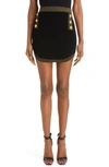 Balmain Golden Trim Six-button Knit Miniskirt In Black/ Gold