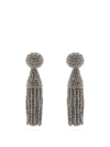 Oscar De La Renta - Bead Embellished Tassel Drop Earrings - Womens - Silver