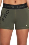 Nike Women's  Pro Mid-rise 3" Graphic Shorts In Green