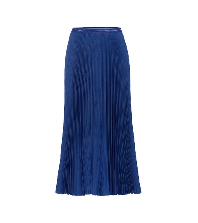 Prada A-line Pleated Long Skirt In Blue