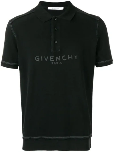 Givenchy Men's Tonal Logo Cotton Polo Shirt In Black