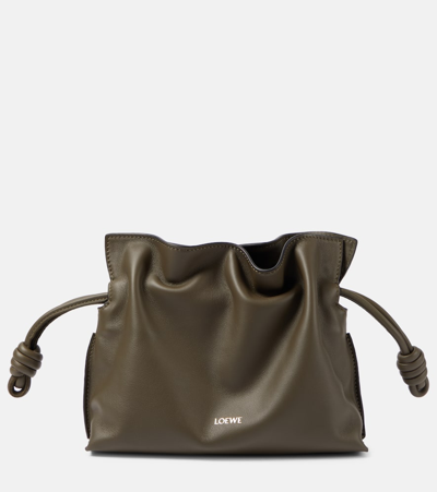 Loewe Flamenco Mini Napa Drawstring Clutch Bag In Chocolate