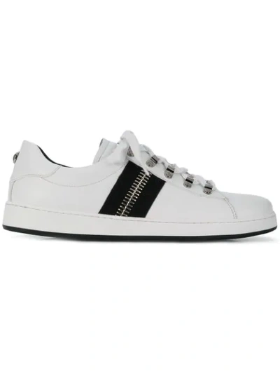 Balmain Zipper-trimmed Leather Low-top Trainers In White