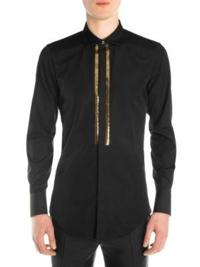 Dsquared2 Black Embroidered Shirt In Cotton