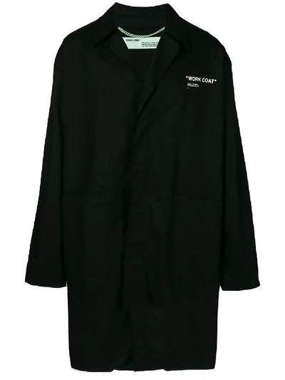 Off-white "workcoat" Raw Cut Cotton Gabardine Coat In Black
