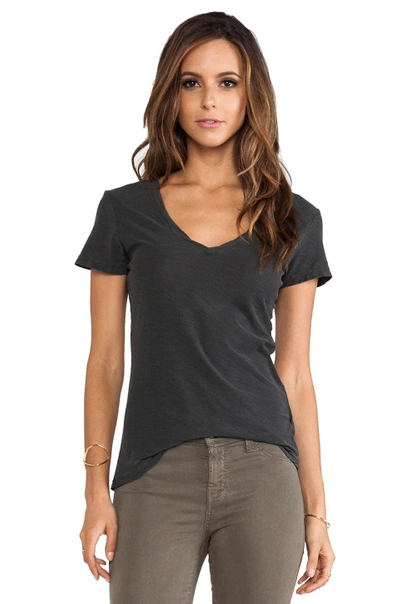 James Perse Casual Tee W/ Reverse Binding In Charcoal