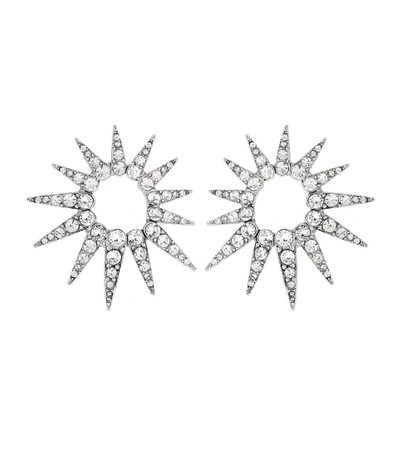 Oscar De La Renta Crystal Starburst Earrings In Silver
