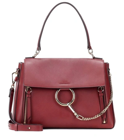 Chloé Faye Day Mixed Flap Medium Shoulder Bag In Red