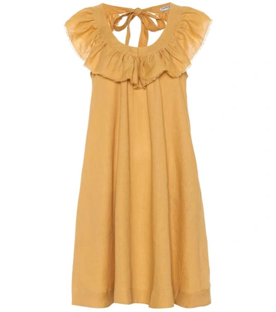 Three Graces London Faye Linen Minidress In Yellow