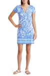 Lilly Pulitzer Sophiletta Upf 50+ Short Sleeve Dress In Blue Tang Flocking Fabulous Engineered Dress