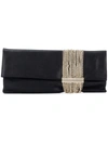 Jimmy Choo Chandra Black Shimmer Suede Clutch Bag