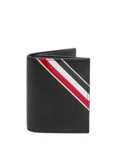 Thom Browne Leather Card Holder In Black