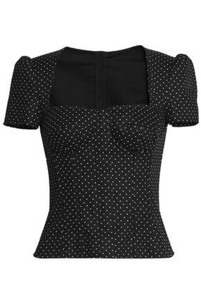 Dolce & Gabbana Polka-dot Stretch-cotton Bustier Top In Black