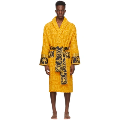 Versace Yellow I Heart Baroque Bath Robe In Gold | ModeSens