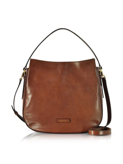 The Bridge Handbags Florentin Brown Leather Shoulder Bag In Marron
