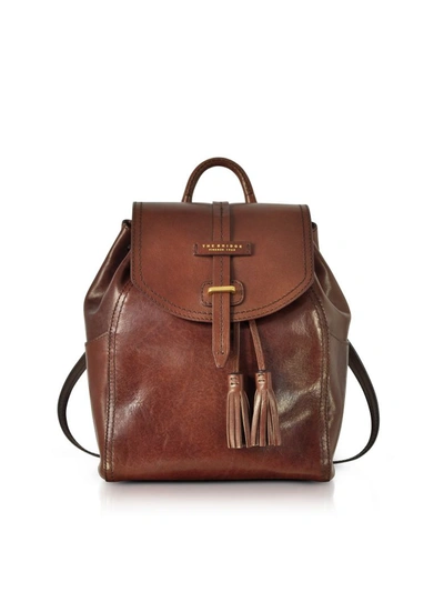 The Bridge Designer Handbags Florentin Brown Medium Backpack W/tassels In Marron