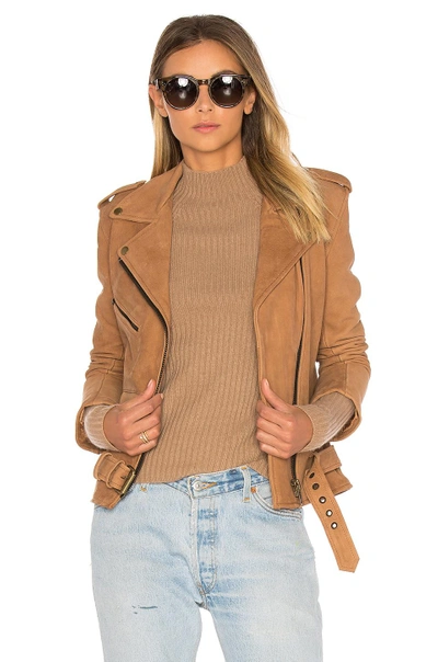 Understated Leather Easy Rider Jacket In Tan