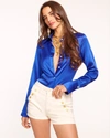 Ramy Brook Victoria Button Down Blouse In Cabana Blue