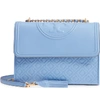 Tory Burch Fleming Leather Convertible Shoulder Bag - Blue In Larkspur