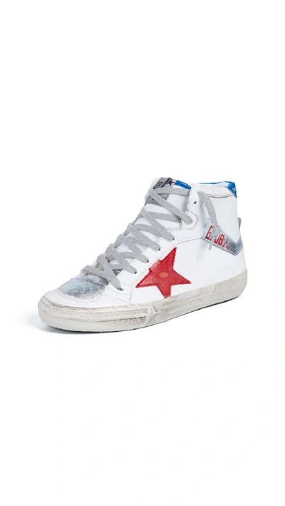 Golden Goose 2.12 Sneakers In White Leather-red Star