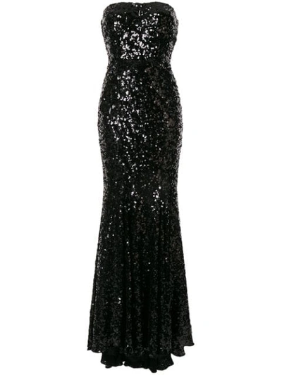 Dolce & Gabbana Strapless Fishtail Sequin-embellished Gown In Black