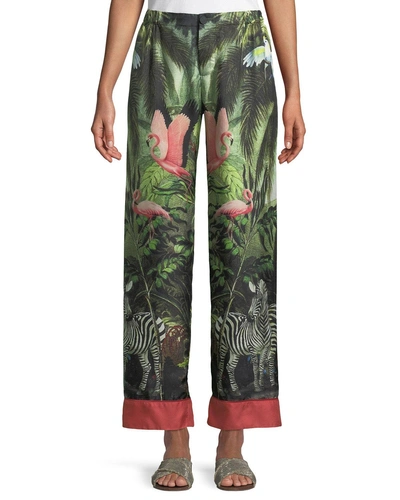 Frs By Francesca Ruffini Exotic Jungle-print Wide-leg Pants In Multi Pattern